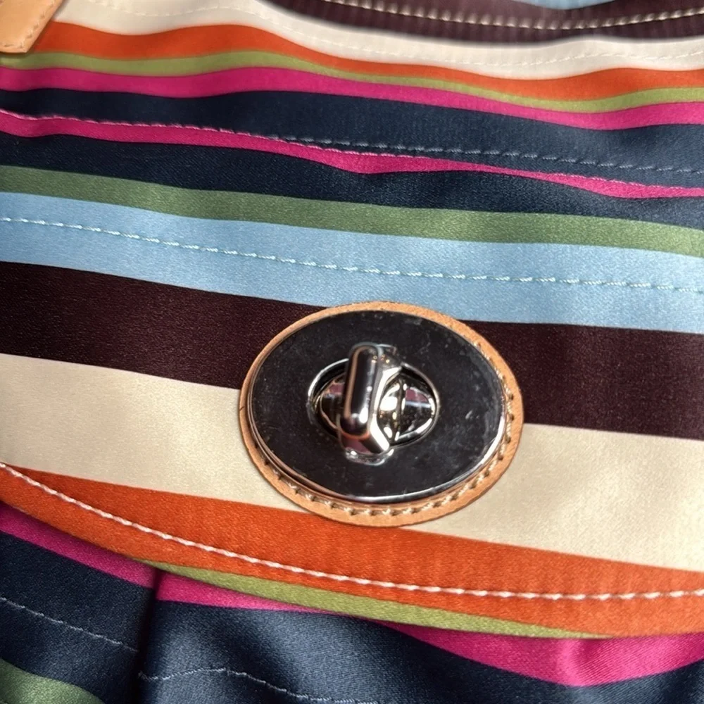 Rare Coach Legacy Stripe Leah Large Tote Purse & Matching Wristlet
